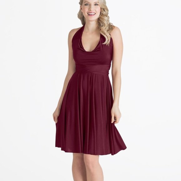 NWT Henkaa Iris Midi Multiway Dress Burgundy Wine